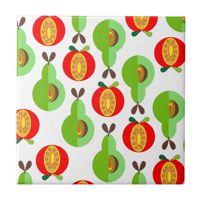 Azulejo Diseño moderno de frutas estilo Mid Century (Frente)