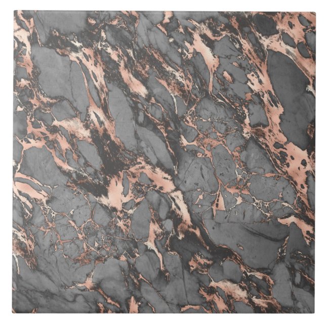 Azulejo Diseño moderno de mármol rosa dorado gris (Frente)