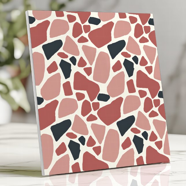 Azulejo Diseño Moderno de Terrazzo en Rojo y Negro (Subido por el creador)