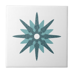 Azulejo Diseño moderno de una estrella turquesa a medio si