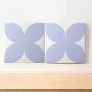 Azulejo Diseño moderno Retro Blue Floral Petal Mid Century