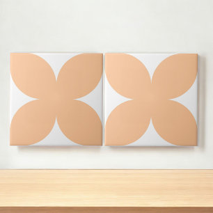 Azulejo Diseño moderno Retro Peach Floral Petal Mid Centur