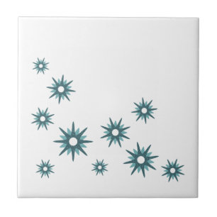 Azulejo Diseño moderno Turquesa Turquesa Azul Starburst de