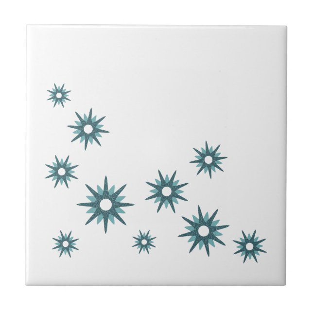 Azulejo Diseño moderno Turquesa Turquesa Azul Starburst de (Frente)