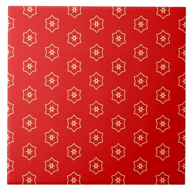 Azulejo Diseño Ornamental Rojo y Dorado (Frente)
