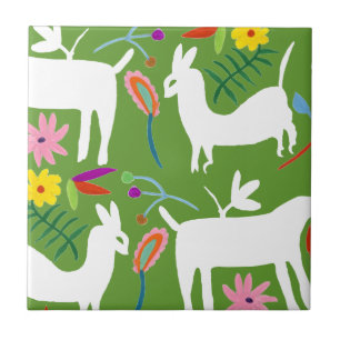 Azulejo Diseño otomí moderno   Diseño de un burro llamado