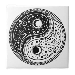 Azulejo Diseño paisley del símbolo Yin yang