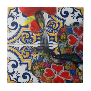Azulejo Diseño portugués Wood Wall Art