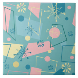 Azulejo Diseño Retro Atómico de Época Moderna de Mitad de