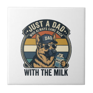 Azulejo Diseño Retro de Camiseta de Leche de Pastor Alemán