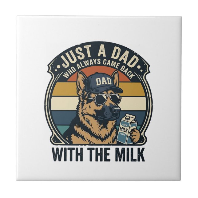 Azulejo Diseño Retro de Camiseta de Leche de Pastor Alemán (Frente)