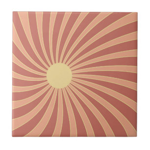 Azulejo Diseño retro de color rosa y naranja con explosión