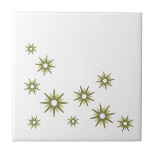 Azulejo Diseño Retro Green Starburst Tile Cerámico