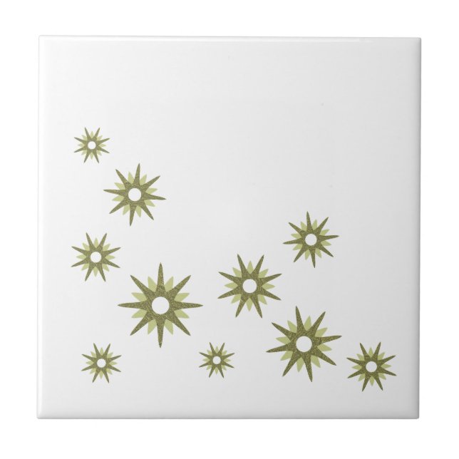 Azulejo Diseño Retro Green Starburst Tile Cerámico (Frente)