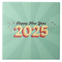 Diseño retro personalizado feliz año nuevo 2025 te