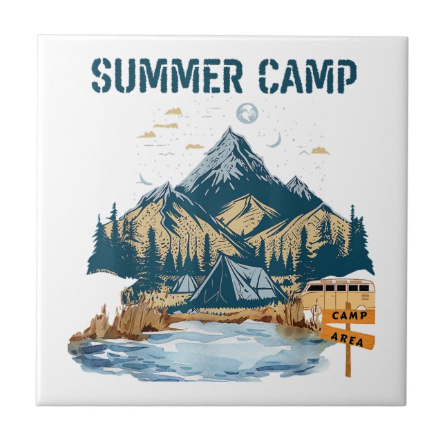 Azulejo Diseño sencillo en el campamento de verano (Frente)