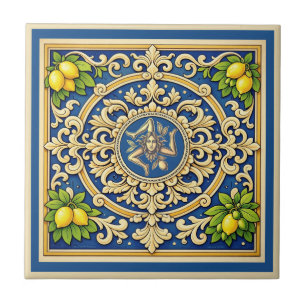 Azulejo diseño siciliano Sicilia Trinacria