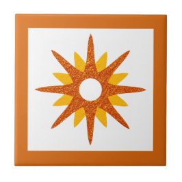 Azulejo Diseño Starburst Naranja moderno de mediados del s