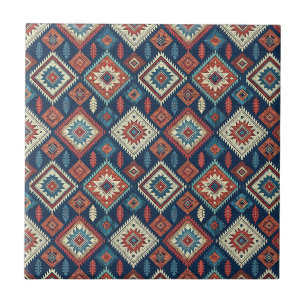 Azulejo Diseño Textil Geométrico Azteca Tribal del Suroest