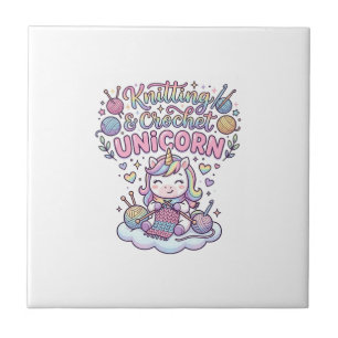 Azulejo Diseño tipográfico adorable de unicornio de punto