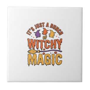 Azulejo Diseño tipográfico de Halloween de magia bruja_1
