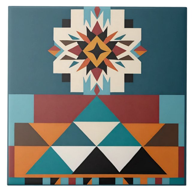 Azulejo Diseño tribal del sudoeste de Estados Unidos nativ (Frente)