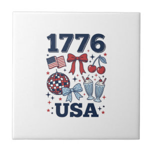 Azulejo Diseño vectorial coqueta patriótica 1776 USA_1