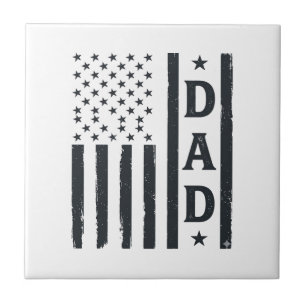 Azulejo Diseño vectorial de bandera americana de papá vint