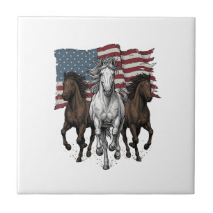 Azulejo Diseño vectorial de caballos corriendo patrióticos