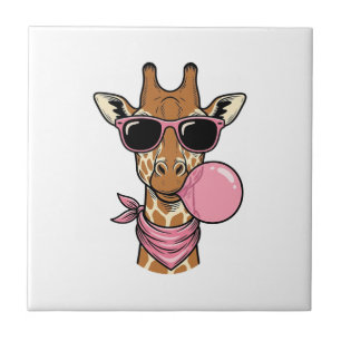Azulejo Diseño vectorial de chicle de jirafa con grabado v