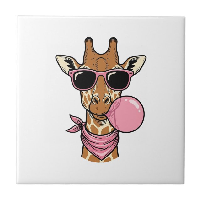 Azulejo Diseño vectorial de chicle de jirafa con grabado v (Frente)