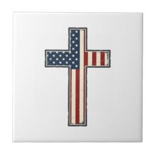 Azulejo Diseño vectorial de cruz patriótica desgastada_1