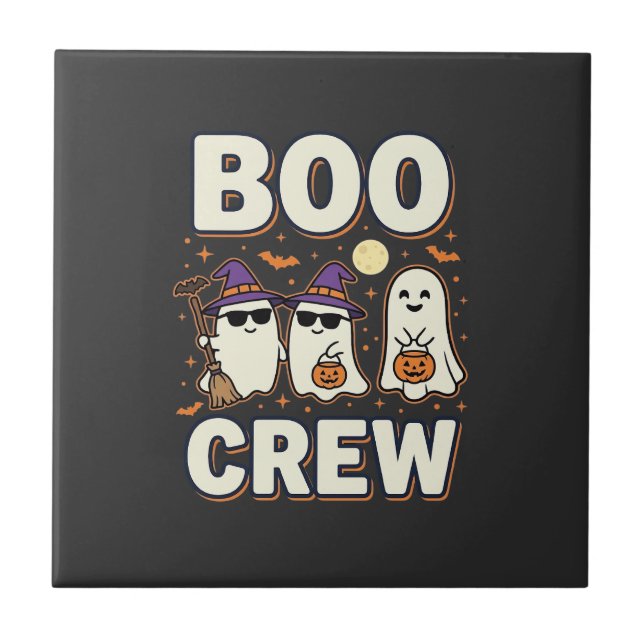 Azulejo Diseño vectorial de fantasmas de Halloween de Boo  (Frente)