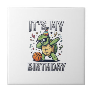 Azulejo Diseño vectorial de fiesta de baloncesto de tortug