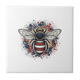 Azulejo Diseño vectorial de grabado vintage de abeja patri