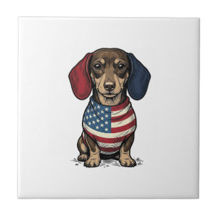 Azulejo Diseño vectorial de grabado vintage de Dachshund p