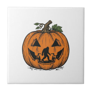 Azulejo Diseño vectorial de Halloween de calabaza Bigfoot 