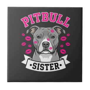 Azulejo Diseño Vectorial de Hermana Amante de Pitbull