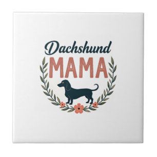 Azulejo Diseño vectorial de mamá dachshund vintage amante 