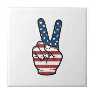 Azulejo Diseño vectorial de mano con signo de paz patrióti