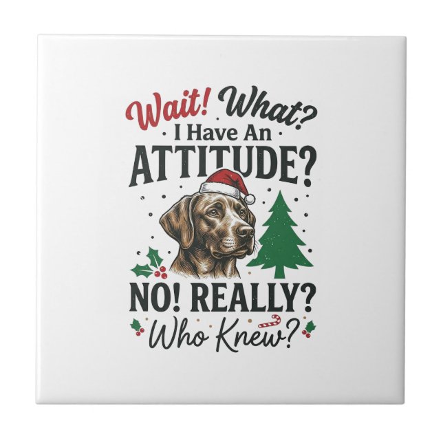 Azulejo Diseño Vectorial de Navidad con Actitud de Perro D (Frente)