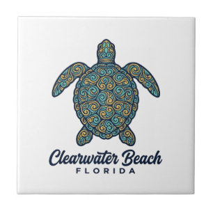 Azulejo Diseño vectorial de tortuga marina de Clearwater B