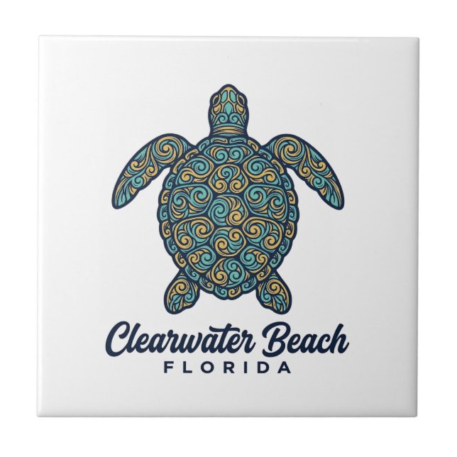 Azulejo Diseño vectorial de tortuga marina de Clearwater B (Frente)