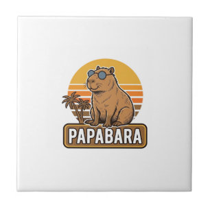 Azulejo Diseño vectorial PAPABARA Capybara padre retro_1