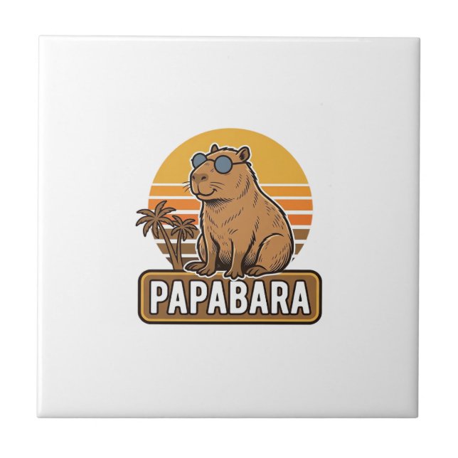 Azulejo Diseño vectorial PAPABARA Capybara padre retro_1 (Frente)