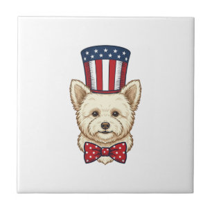 Azulejo Diseño vectorial vintage de perro patriótico con s