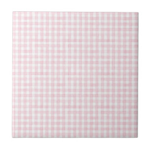 Azulejo Diseño vintage de gingham rosa y blanco