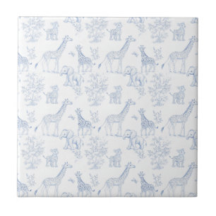 Azulejo Diseño vintage de toile safari elegante azul