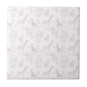 Azulejo Diseño vintage de toile safari elegante rosa
