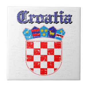 Azulejo Diseños del escudo de armas de Croacia del Grunge
